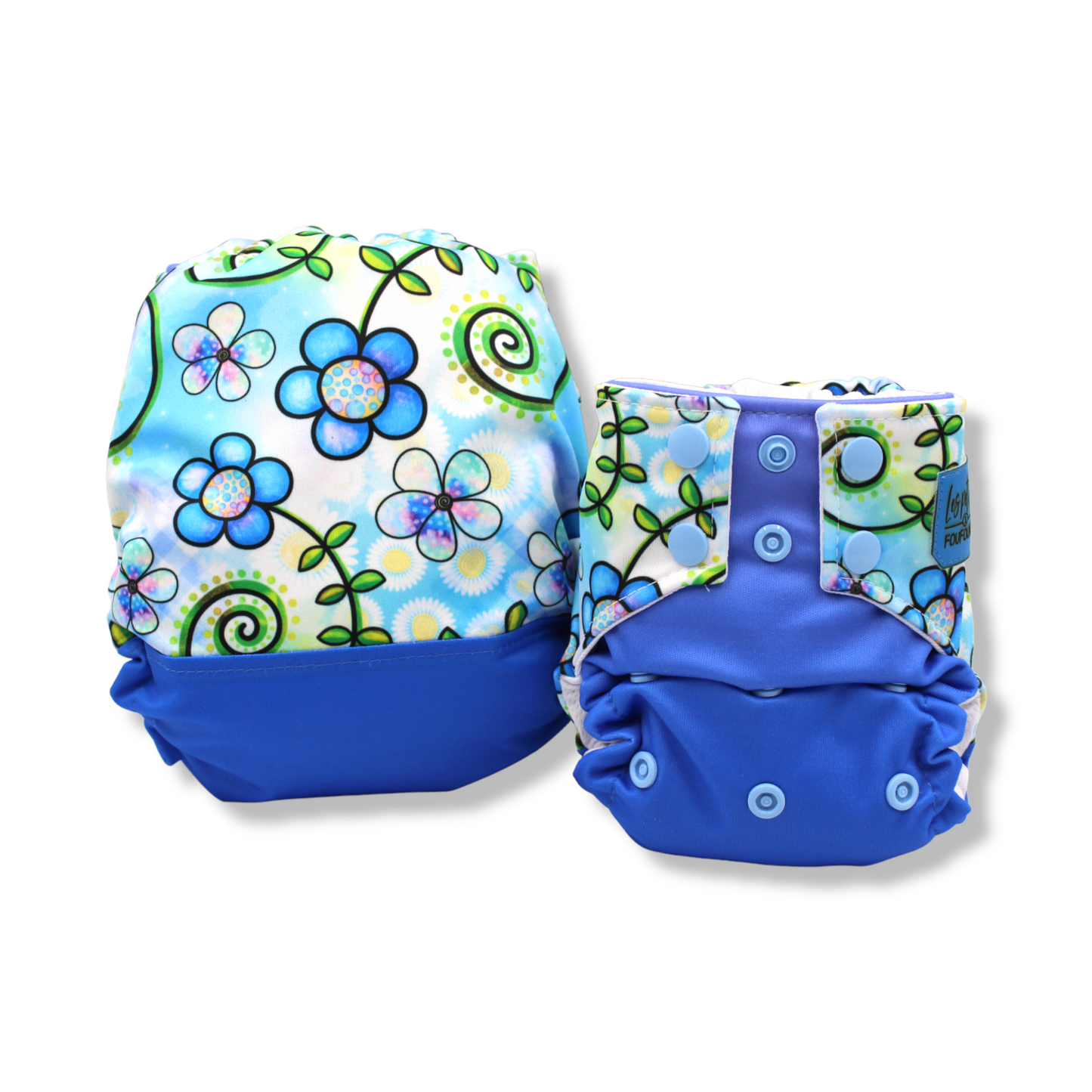 Diapers - Crazy Flowers - Blue