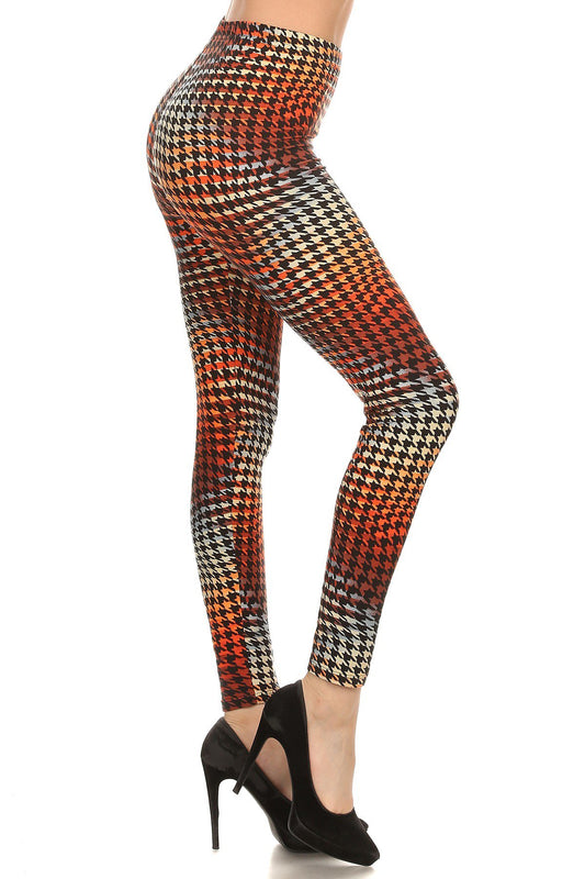 Leggings - Pieds de poule orangé (6778942128265)